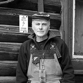 Black and white photograph of artist Dmitry Kaminker.
